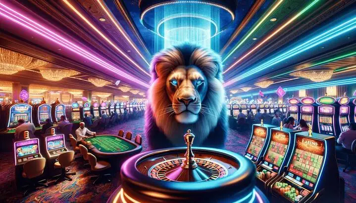 a lion getting angry in casino